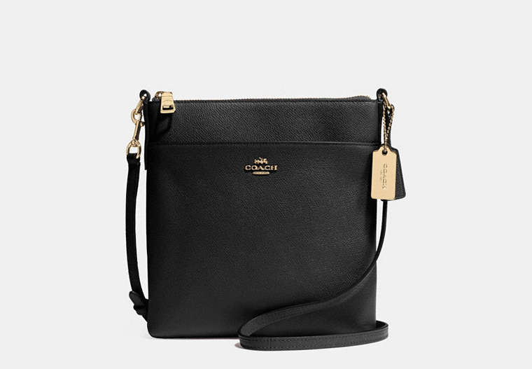 COACH®,NORTH/SOUTH SWINGPACK,Leather,Mini,Light Gold/Black,Front View