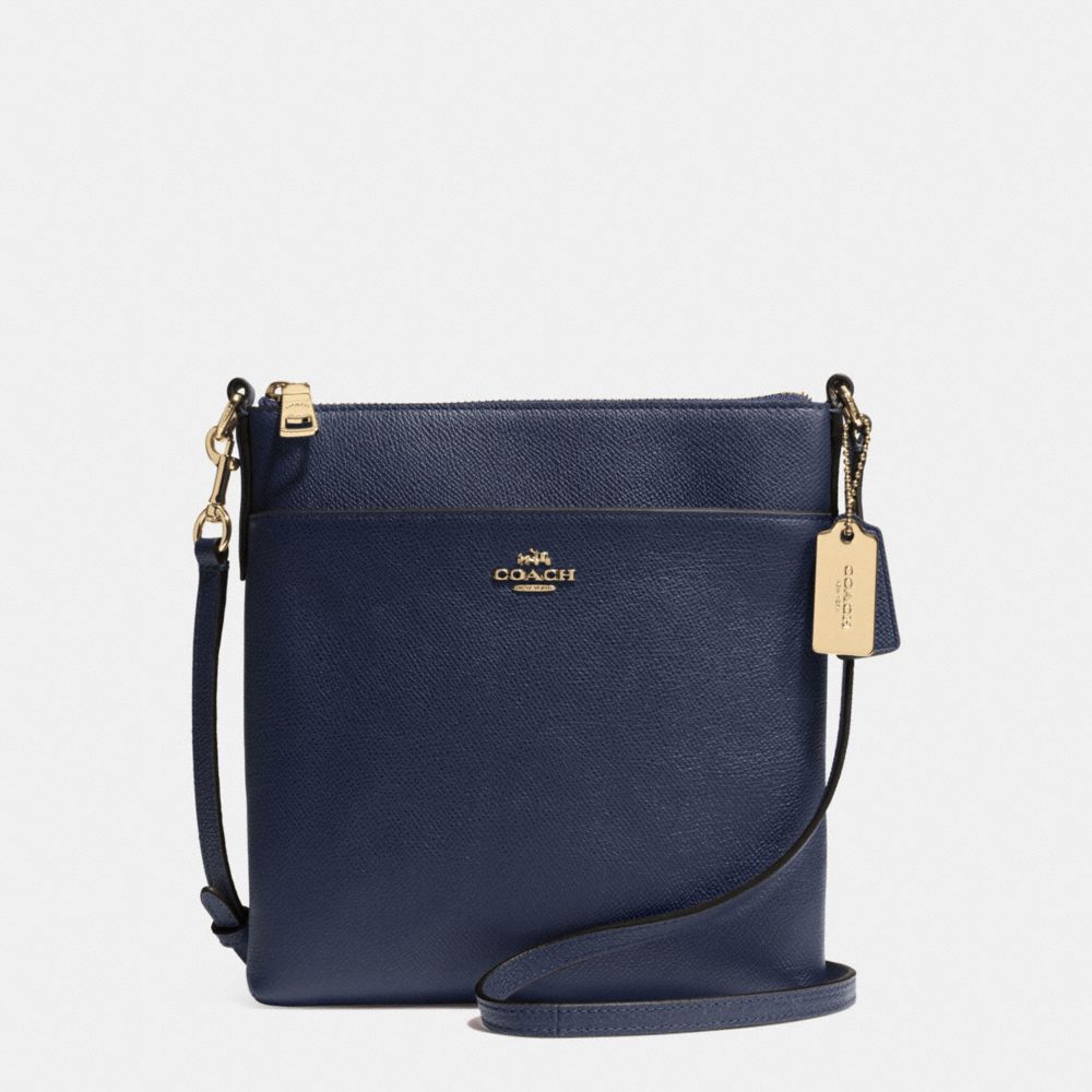 COACH®,NORTH/SOUTH SWINGPACK,Leather,Mini,Light Gold/Navy,Front View