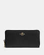 COACH®,ACCORDION ZIP WALLET,Leather,Light Gold/Black,Front View