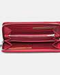 COACH®,ACCORDION ZIP WALLET,Leather,Silver/True Red,Inside View,Top View