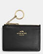 COACH®,MINI SKINNY ID CASE,Crossgrain Leather,Light Gold/Black,Front View