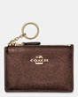 COACH®,MINI SKINNY ID CASE,Crossgrain Leather,Light Gold/Bronze,Front View