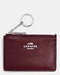 COACH®,MINI SKINNY ID CASE,Crossgrain Leather,Silver/BURGUNDY,Front View
