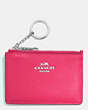 COACH®,MINI SKINNY ID CASE,Crossgrain Leather,Silver/Amaranth,Front View