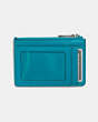 COACH®,MINI SKINNY ID CASE,Crossgrain Leather,Silver/TURQUOISE,Back View