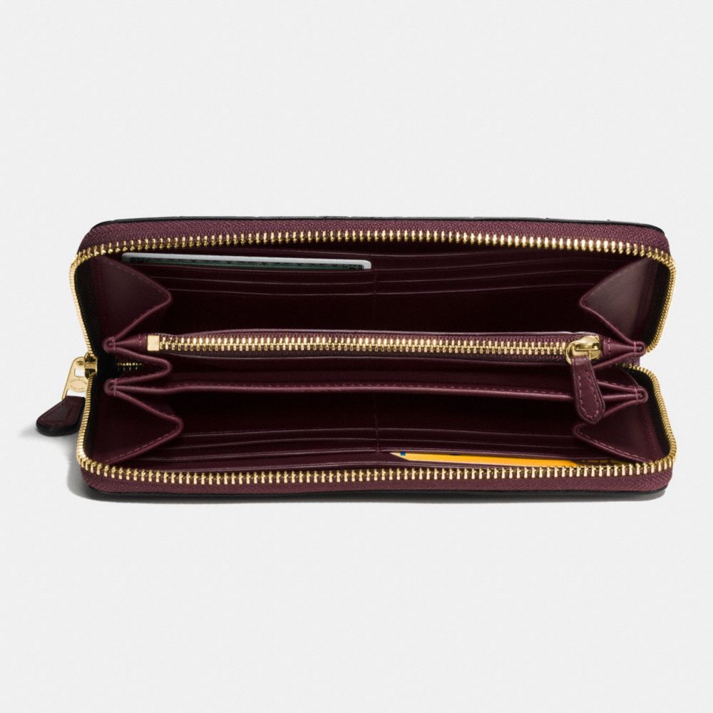 COACH®,ACCORDION ZIP WALLET,Exotics,Light Gold/Oxblood,Inside View,Top View