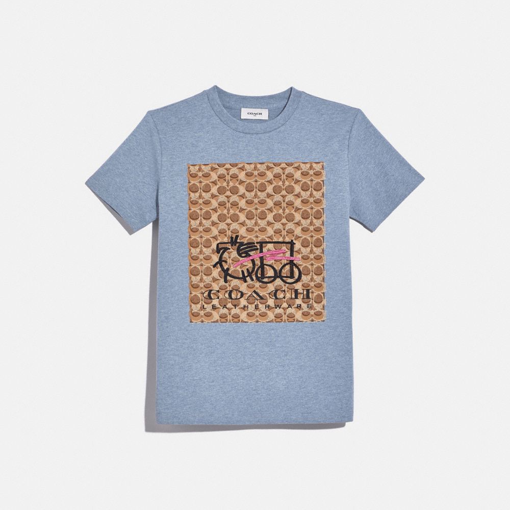 COACH®,Abstract Horse And Carriage Signature T Shirt,,Front View