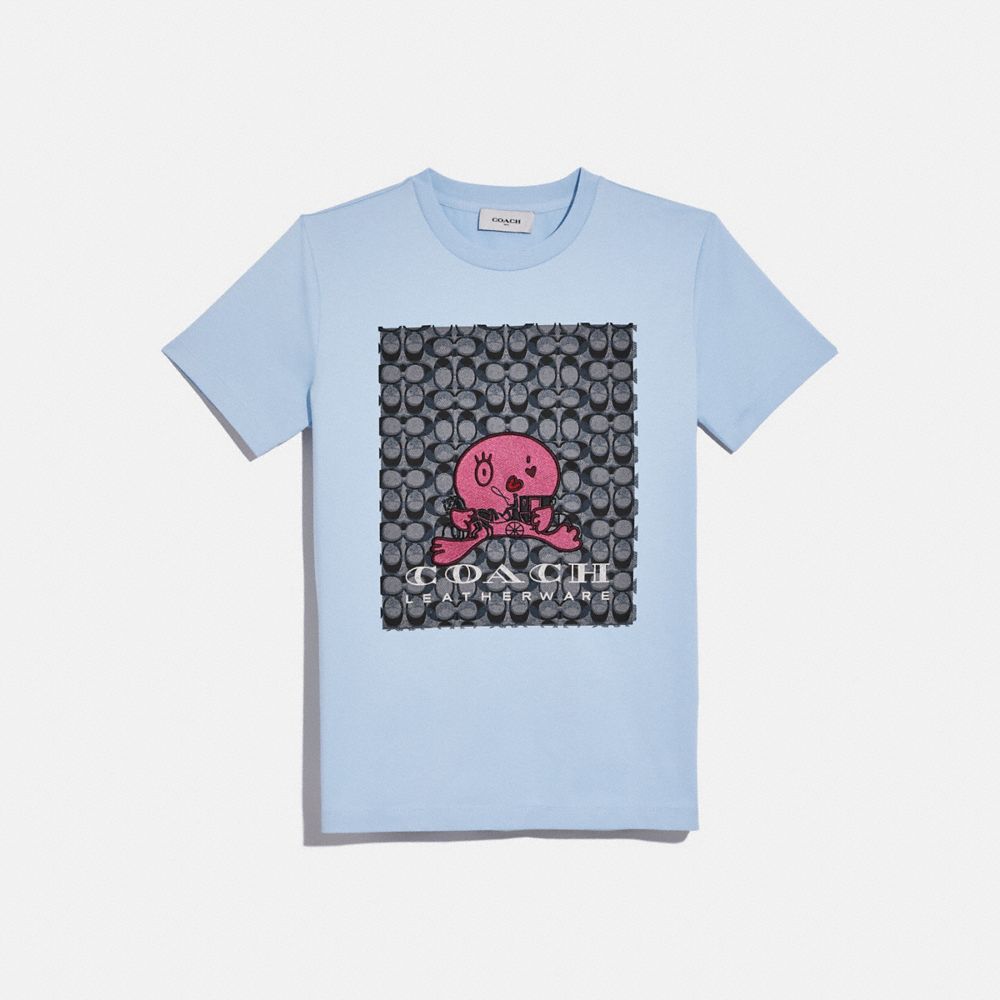 COACH®,Happy Horse And Carriage Signature T Shirt,,Front View