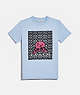 COACH®,HAPPY HORSE AND CARRIAGE SIGNATURE T-SHIRT,cotton,POWDER BLUE,Front View