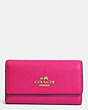 COACH®,6 RING KEY CASE IN EMBOSSED TEXTURED LEATHER,Leather,Light Gold/Cerise,Front View