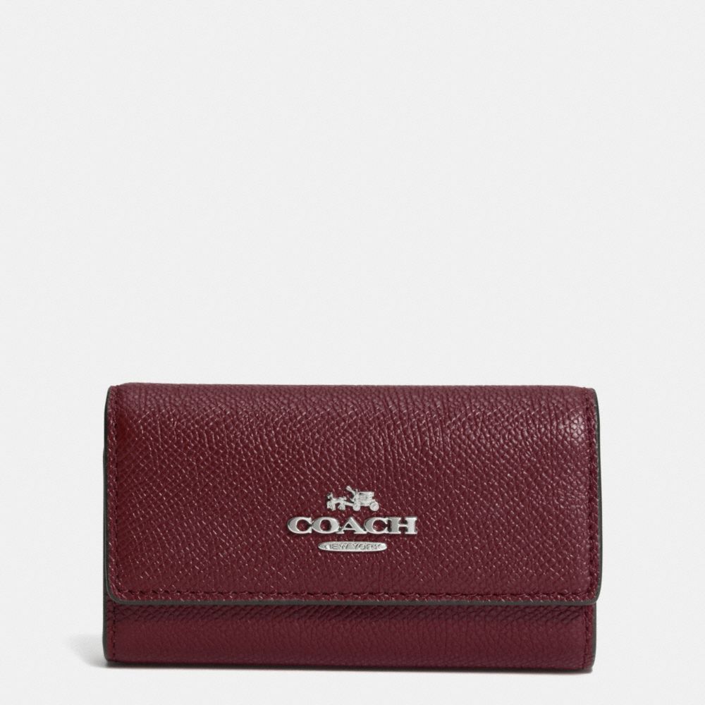 6 Ring Key Case In Embossed Textured Leather | COACH®