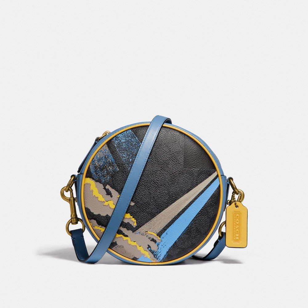 Circle Crossbody In Signature Canvas With Abstract Cloud Print