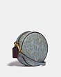 COACH®,CIRCLE CROSSBODY WITH SQUIGGLE PRINT,Coated Canvas,Small,Brass/SAGE,Angle View