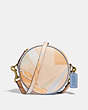 COACH®,CIRCLE CROSSBODY WITH ABSTRACT CLOUD PRINT,Coated Canvas,Small,Brass/Ivory,Front View