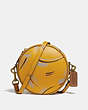 COACH®,CIRCLE CROSSBODY WITH BRUSH STROKE PRINT,Coated Canvas,Small,Brass/WHEAT,Front View