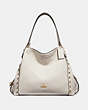COACH®,EDIE SHOULDER BAG 31 WITH RIVETS,Leather,Large,Gold/Chalk,Front View