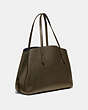 COACH®,CHARLIE CARRYALL 40,Leather,X-Large,Gold/Moss,Angle View
