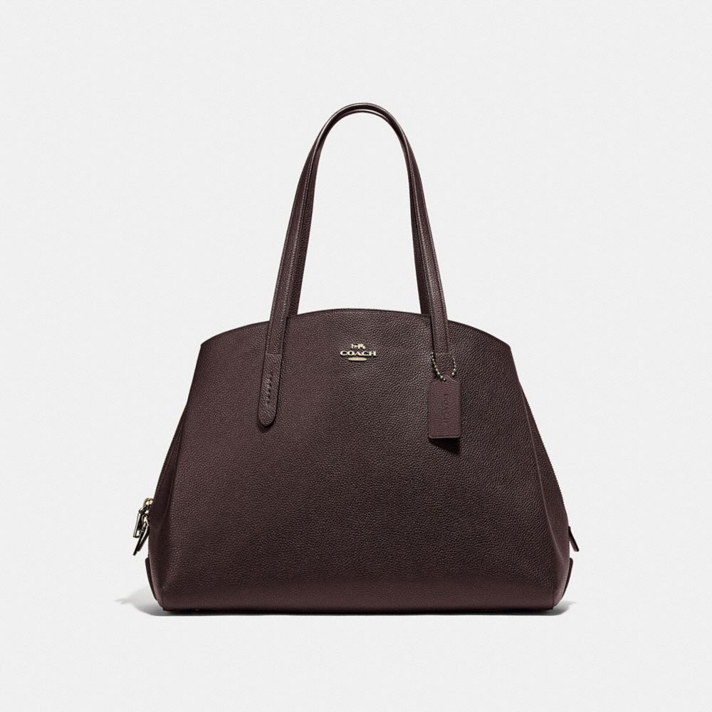 COACH®,CHARLIE CARRYALL 40,Leather,X-Large,Gold/Oxblood,Front View