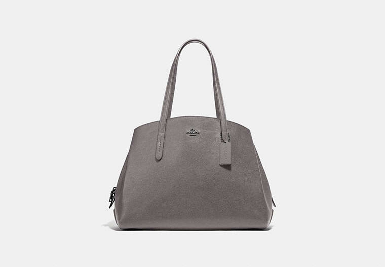 COACH®,CHARLIE CARRYALL 40,Leather,X-Large,Gunmetal/Heather Grey,Front View
