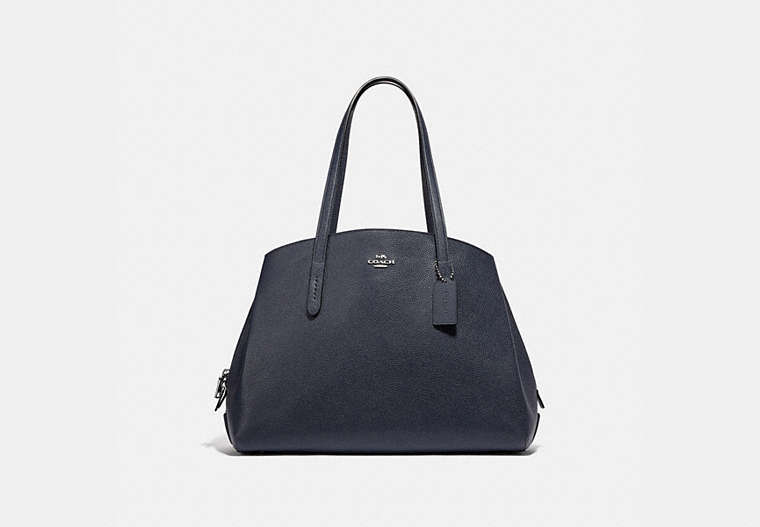 COACH®,CHARLIE CARRYALL 40,Leather,X-Large,Silver/Midnight Navy,Front View