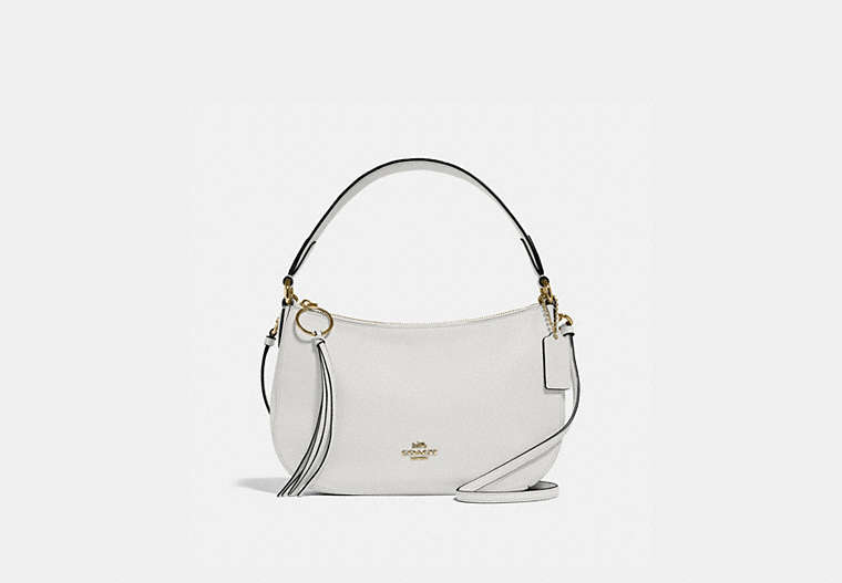 COACH®,SUTTON CROSSBODY,Leather,Gold/Chalk,Front View