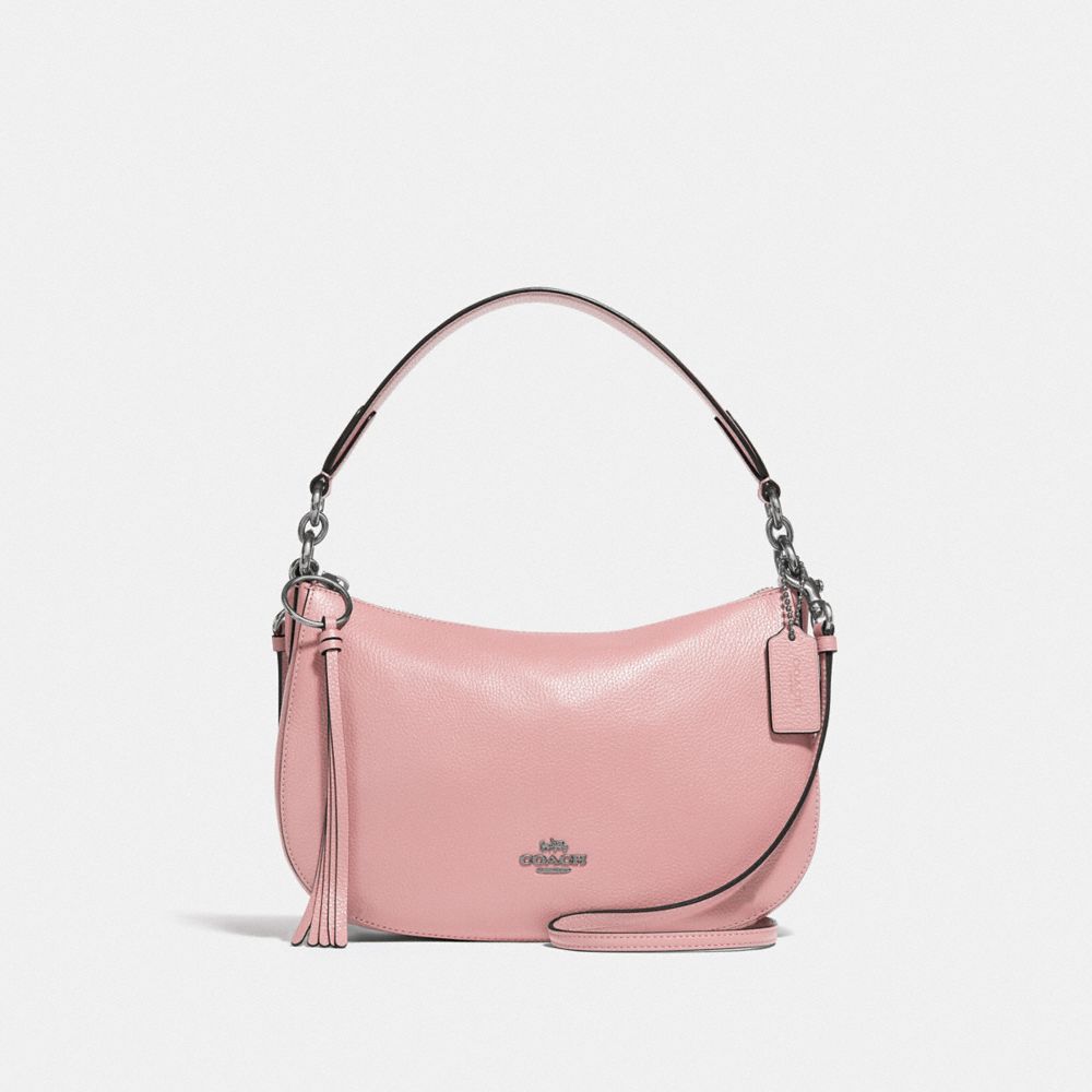 COACH®,SUTTON CROSSBODY,Leather,Silver/Blossom,Front View