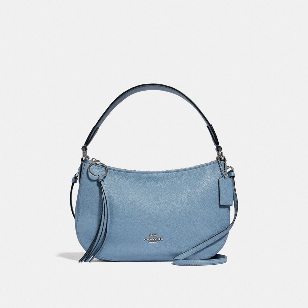 COACH®,SUTTON CROSSBODY,Leather,Silver/Slate,Front View
