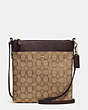 COACH®,NORTH/SOUTH SWINGPACK IN SIGNATURE FABRIC,Logo,Mini,Khaki/Brown/Light Gold,Front View