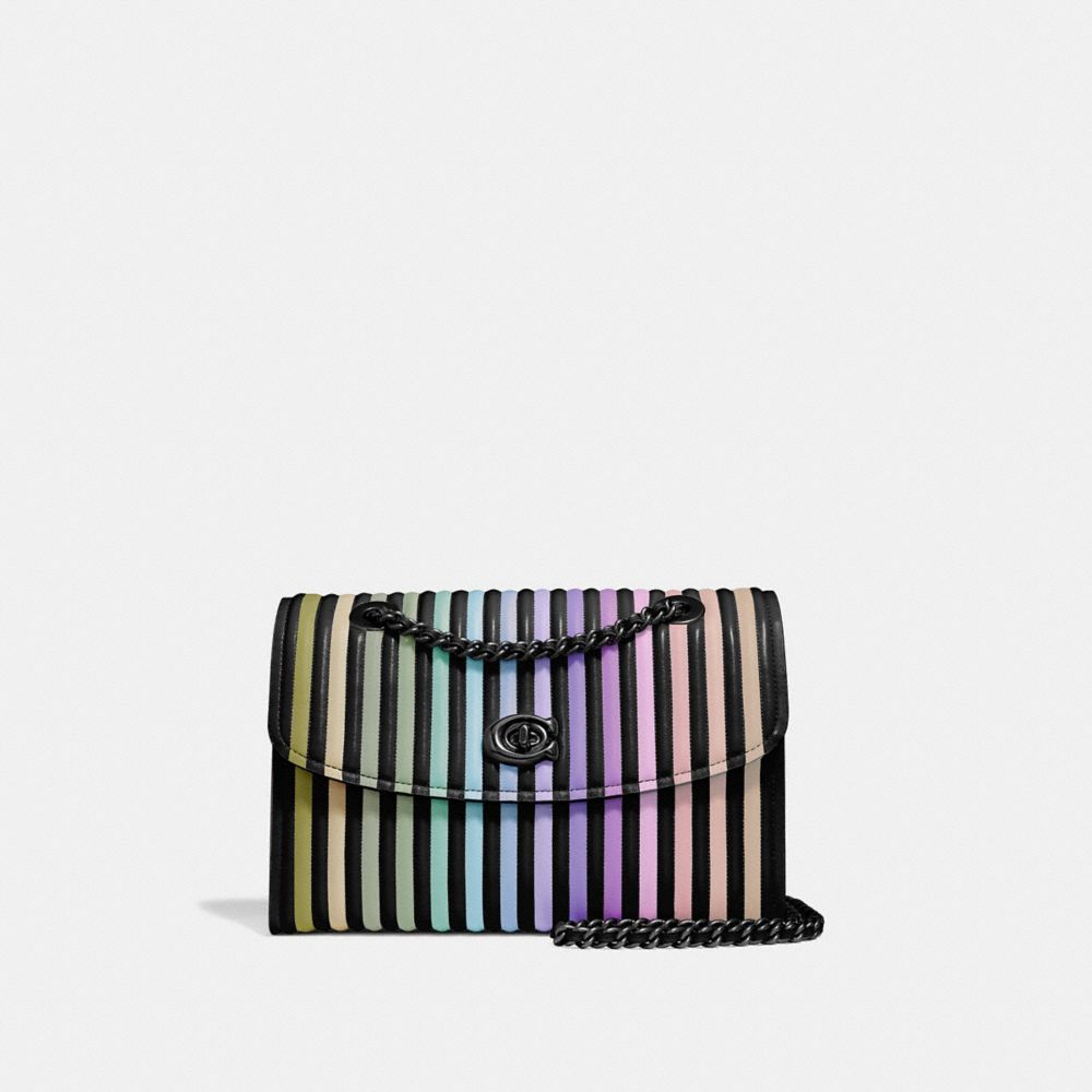 COACH®,PARKER WITH OMBRE QUILTING,Leather,Medium,Gunmetal/Black Multi,Front View