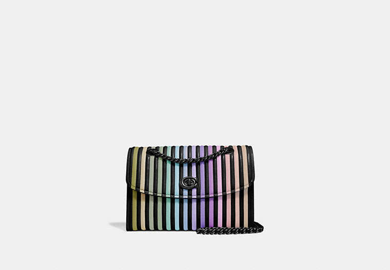COACH®,PARKER WITH OMBRE QUILTING,Leather,Medium,Gunmetal/Black Multi,Front View