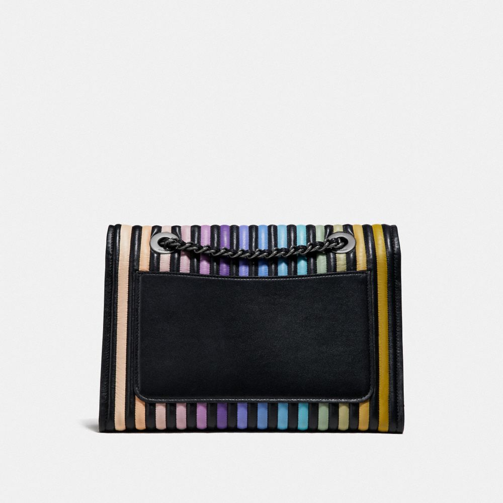 COACH®,PARKER WITH OMBRE QUILTING,Leather,Medium,Gunmetal/Black Multi,Back View