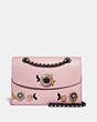 COACH®,PARKER WITH ALLOVER TEA ROSE STONES,Leather,Medium,Pewter/Blossom,Front View