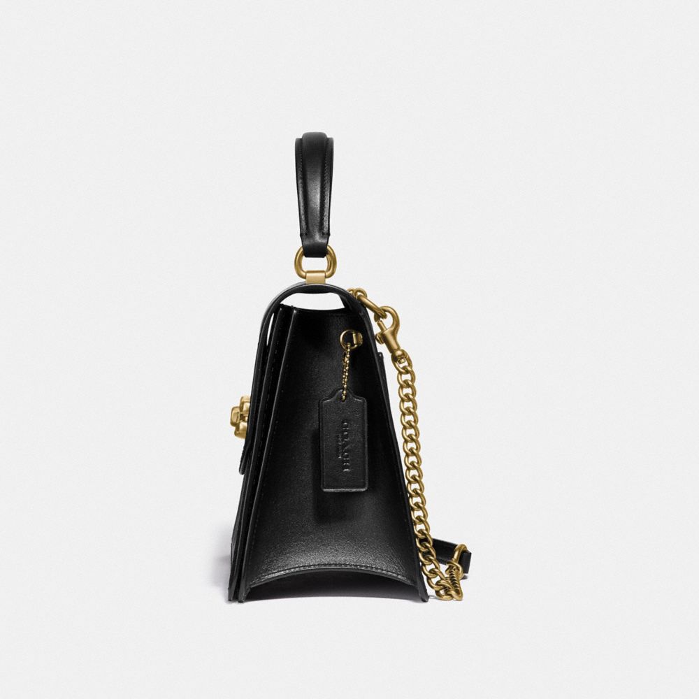 COACH®,POIGNÉE SUPÉRIEURE PARKER,Cuir,Laiton/Noir,Angle View