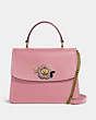 COACH®,PARKER TOP HANDLE WITH TEA ROSE STONES,Leather,Medium,Brass/Light Blush,Front View