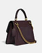 COACH®,PARKER TOP HANDLE WITH TEA ROSE STONES,Leather,Medium,Brass/Oxblood,Angle View