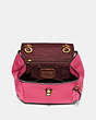 COACH®,PARKER CONVERTIBLE BACKPACK 16,Leather,Medium,Brass/Confetti Pink,Inside View,Top View