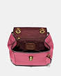 COACH®,PARKER CONVERTIBLE BACKPACK 16,Leather,Medium,Brass/Orchid,Inside View,Top View