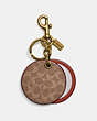 COACH®,MIRROR BAG CHARM IN SIGNATURE CANVAS,Signature Coated Canvas/Smooth Leather,Mini,Brass/Tan Sig C / Rust,Front View