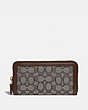 COACH®,ACCORDION ZIP WALLET IN SIGNATURE JACQUARD,Leather,Mini,Brass/Oak Maple,Front View