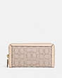 COACH®,ACCORDION ZIP WALLET IN SIGNATURE JACQUARD,Leather,Mini,Brass/Stone Ivory,Front View