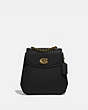 COACH®,PARKER CONVERTIBLE BACKPACK 16 WITH QUILTING,Smooth Leather,Small,Brass/Black,Front View