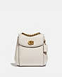 COACH®,PARKER CONVERTIBLE BACKPACK 16 WITH QUILTING,Smooth Leather,Small,Brass/Chalk,Front View