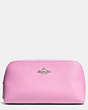 COACH®,COSMETIC CASE 17 IN CROSSGRAIN LEATHER,Leather,Silver/Marshmallow,Front View