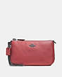 COACH®,NOLITA WRISTLET 19,Leather,Gunmetal/Washed Red,Front View