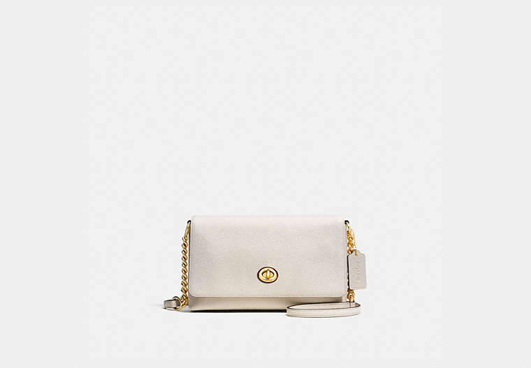 COACH®,CROSSTOWN CROSSBODY,Leather,Small,Chalk/Light Gold,Front View