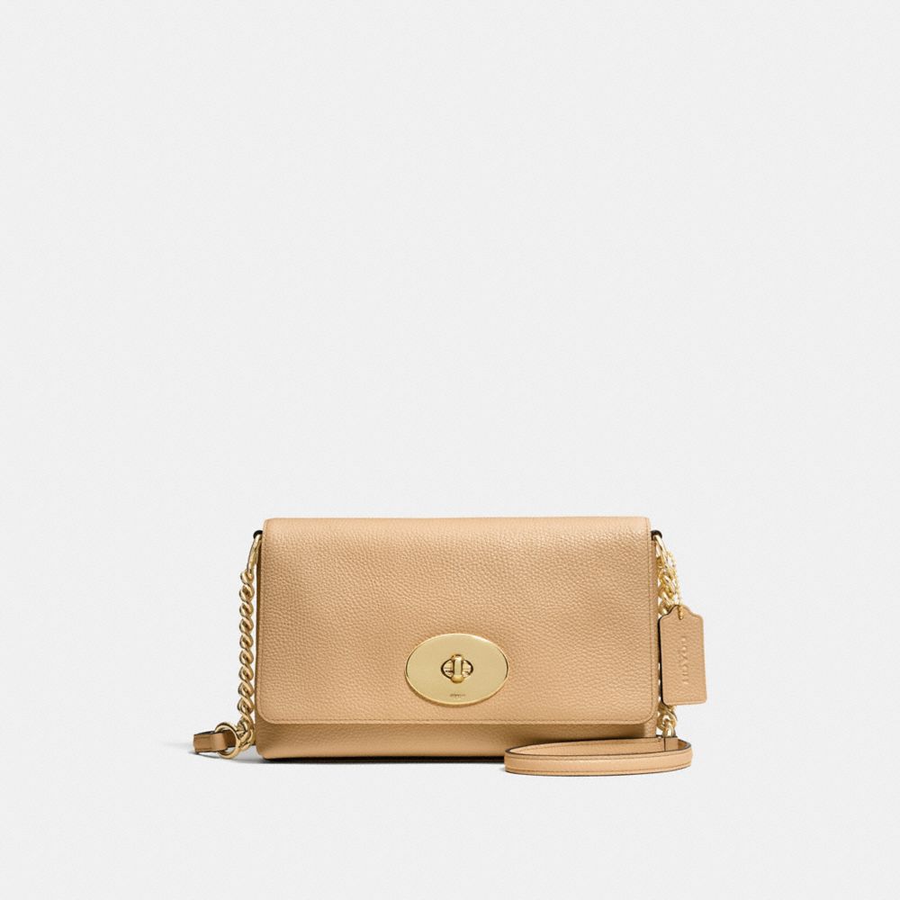 COACH®,CROSSTOWN CROSSBODY,Leather,Small,Light Gold/Nude,Front View