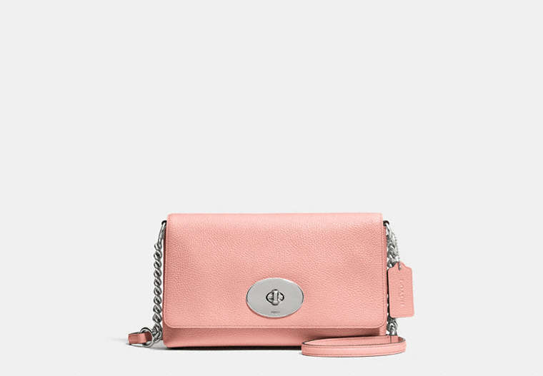 COACH®,CROSSTOWN CROSSBODY,Leather,Small,Silver/Blush,Front View