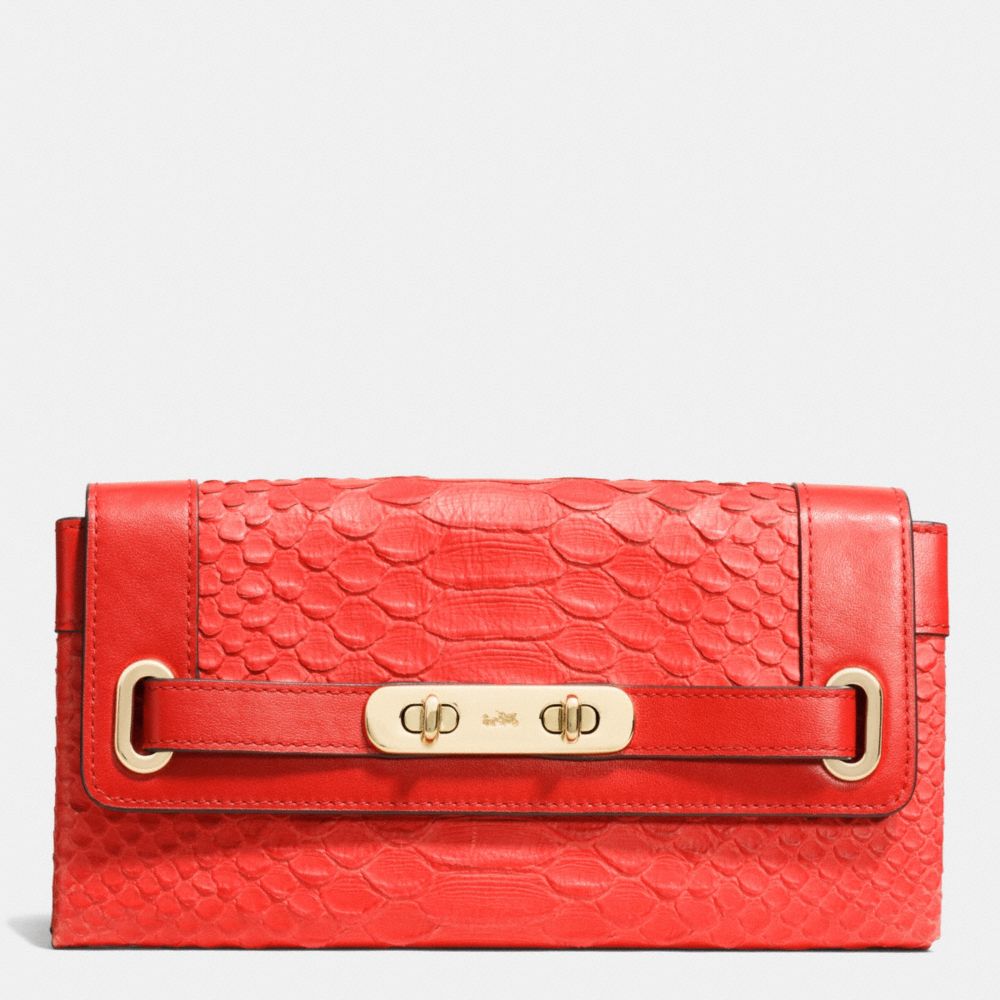 Coach Swagger Wallet In Python Embossed Leather