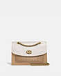 COACH®,PARKER IN SIGNATURE LEATHER WITH RIVETS,Leather,Medium,Brass/Beechwood Multi,Front View