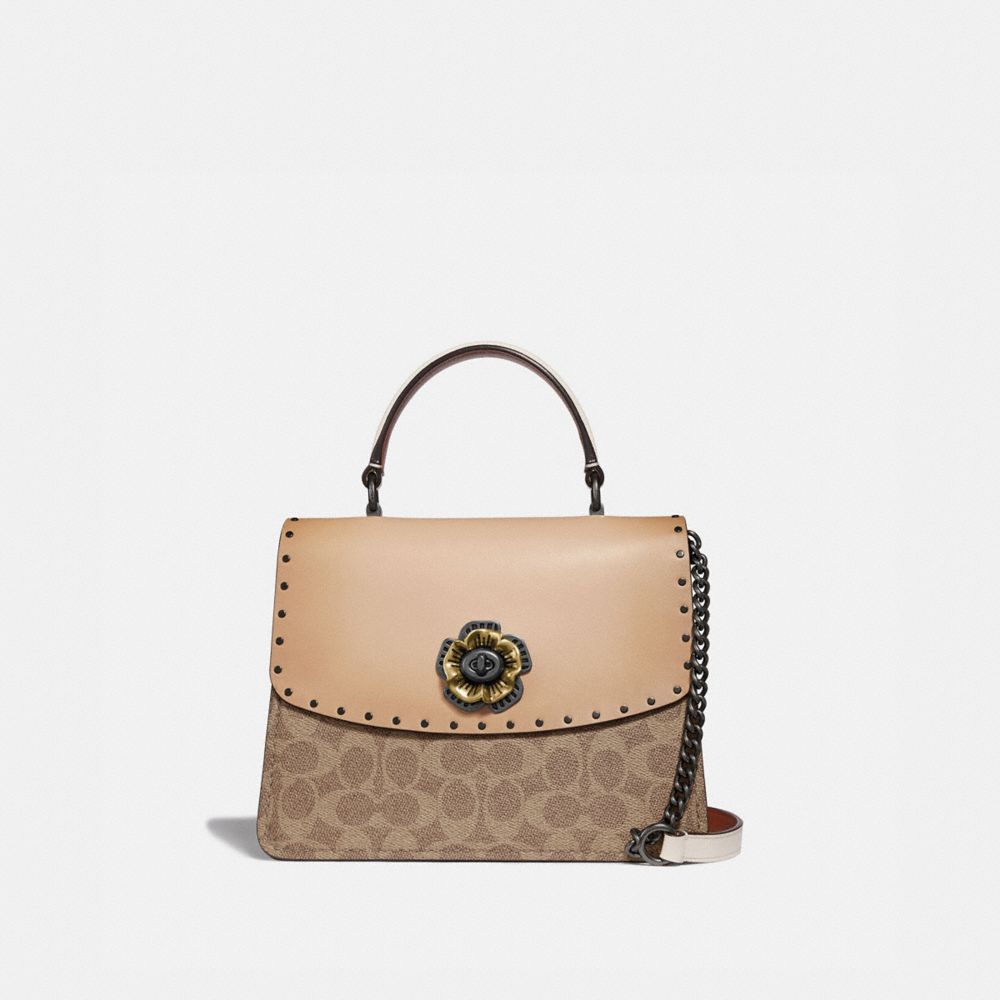 COACH Parker Top Handle In Signature Canvas With Rivets